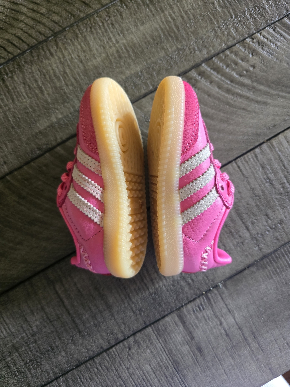 adidas Kids Samba Sneakers in Hot Pink with Silver Stripes - Picture 3 of 4